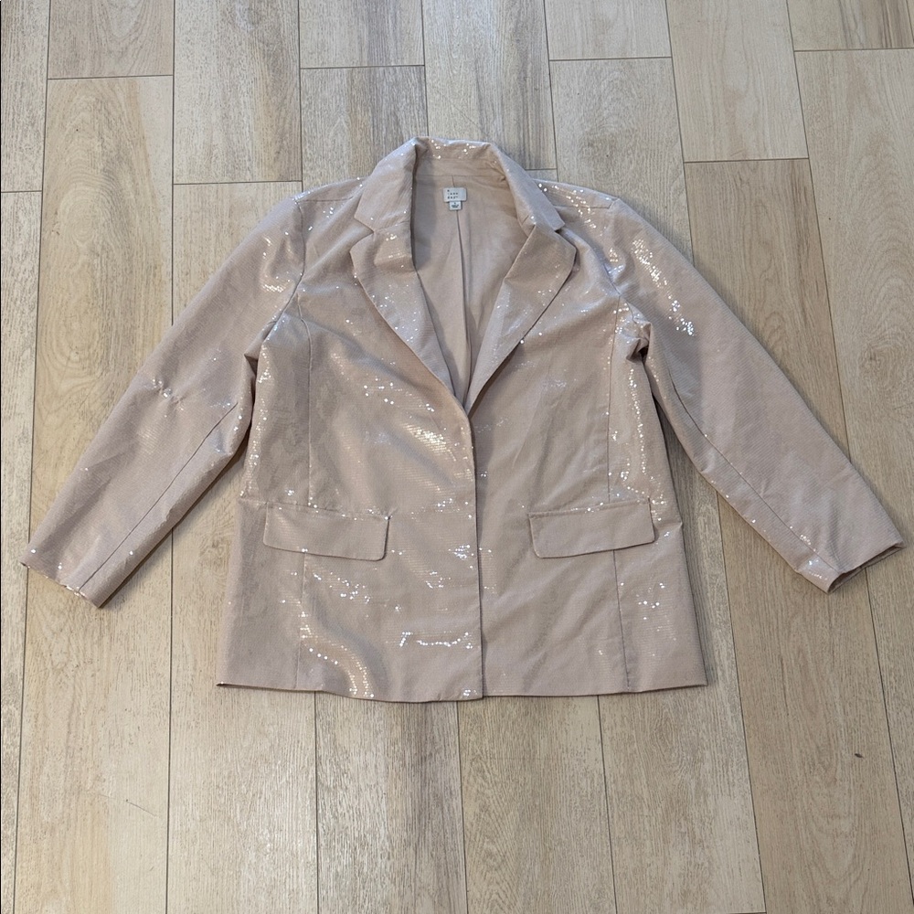 A New Day Cream Sequin Embellished Blazer Size Large